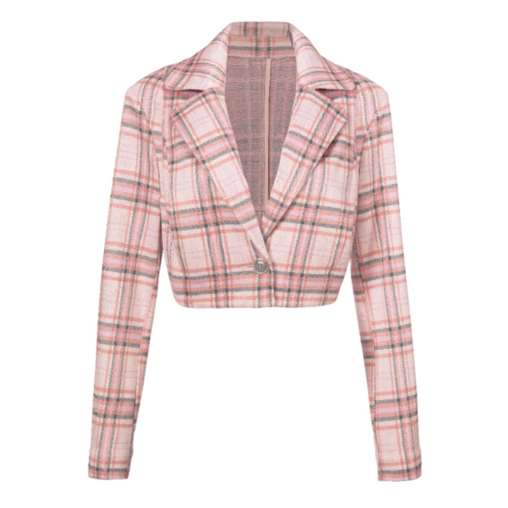 CAbi Pink Plaid Blazer